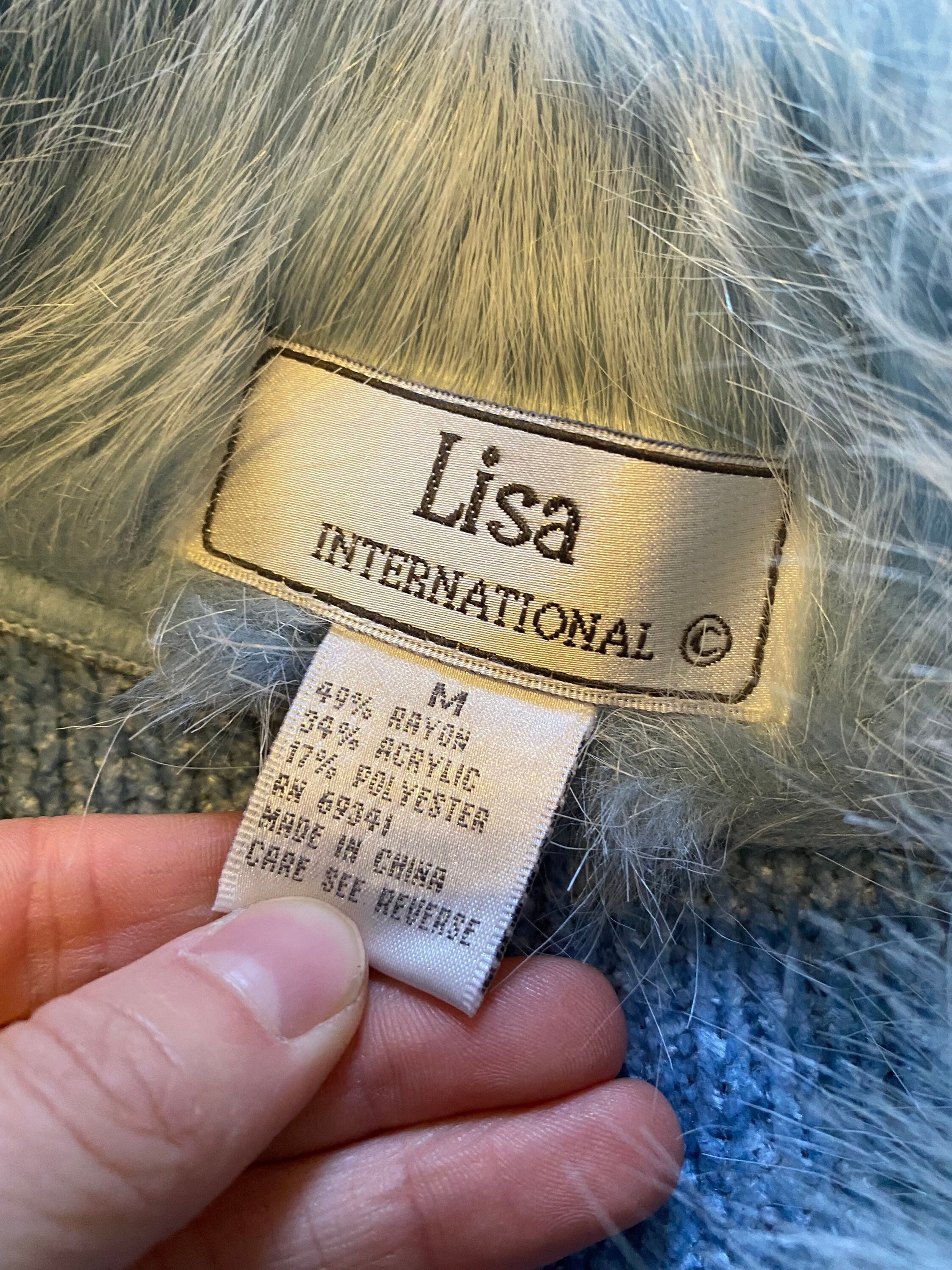 Vintage Lisa International Blue Fur Lined Sweater - Etsy