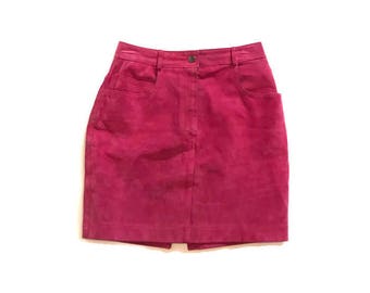 Vintage Dark Pink Suede Skirt
