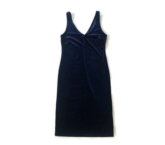 Vintage Blue Velvet Middie Dress - image 2