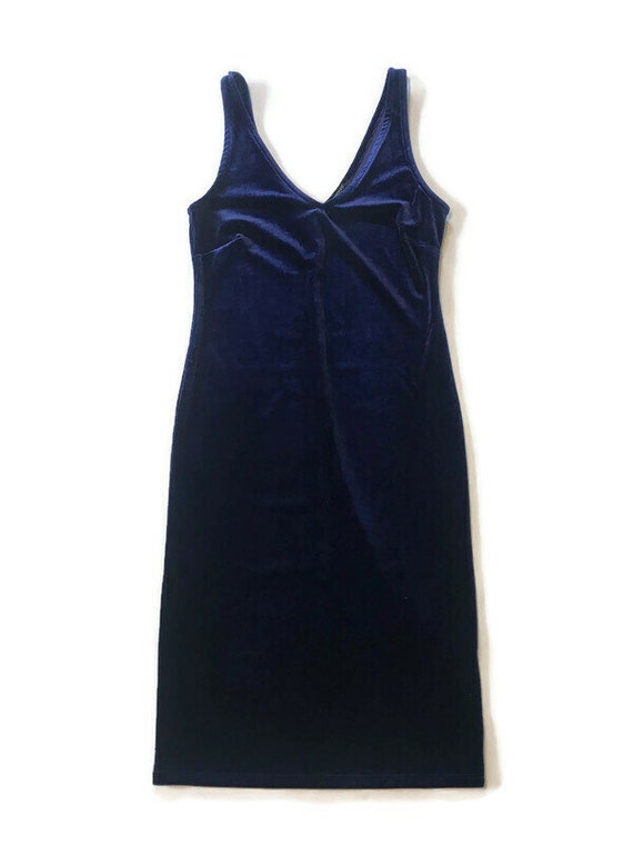 Vintage Blue Velvet Middie Dress - image 5