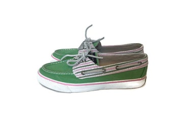 green sperry sneakers