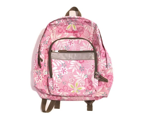 Vintage Light Pink L.L. Bean Hawaiian Flower Print Backpack 