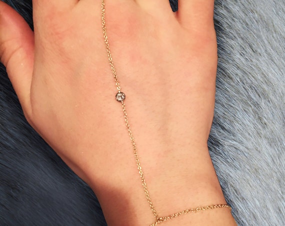 Diamond Dima Hand Chain in 14k Gold