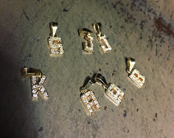 Petite Diamond Initial Pendant in 14k Gold