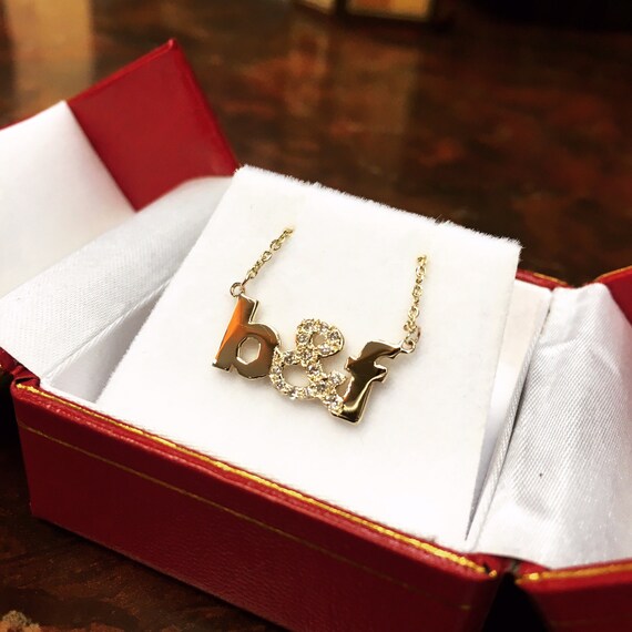 Initial and Diamond & Necklace in 14k Gold