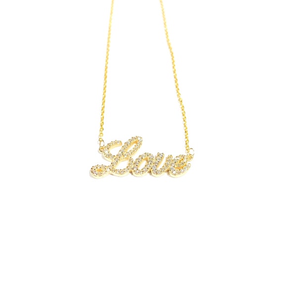 Diamond Love Necklace in 14k Gold