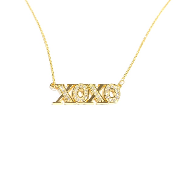Diamond XOXO Necklace in 14k Gold