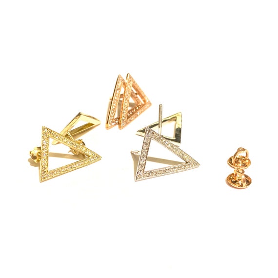 Diamond Triangle Earrings in 14k Gold
