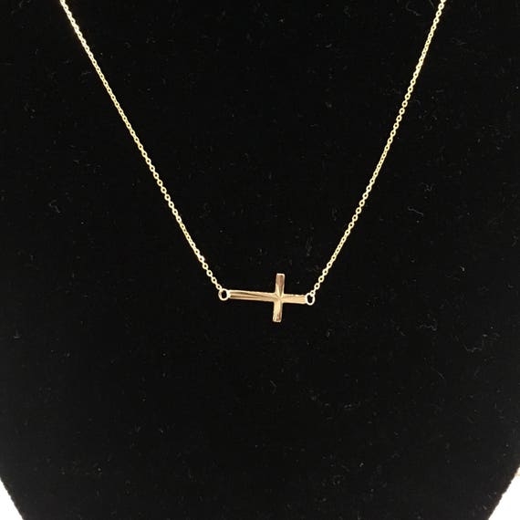 Adriana Sideways Cross Choker in 14k gold