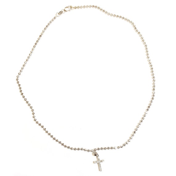 Cassie Choker with Mini Diamond Cross in 14k gold