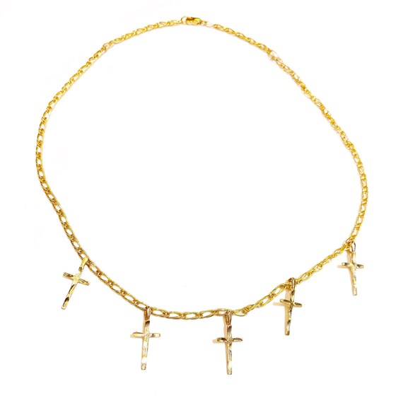 5 Cross Choker in 14k Gold