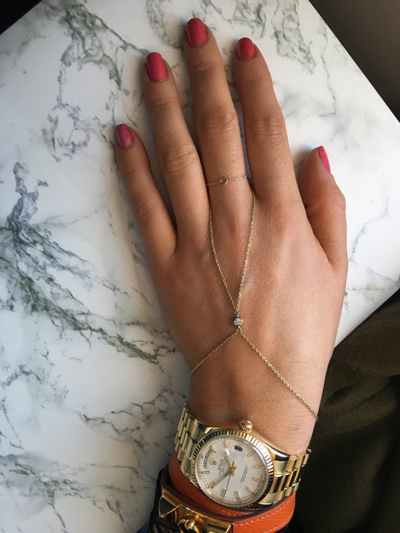 Diamond Samantha Hand Chain in 14k Gold