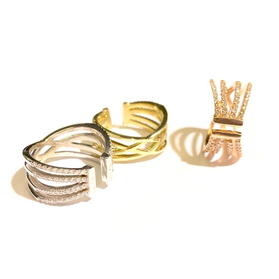 14k Reversible Corset Ring