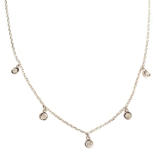 Diamond Drop Choker in 14k Gold