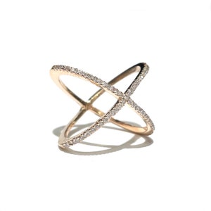 Diamond X Ring in 14k Gold