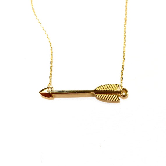 Sideways Arrow Necklace in 14k Gold