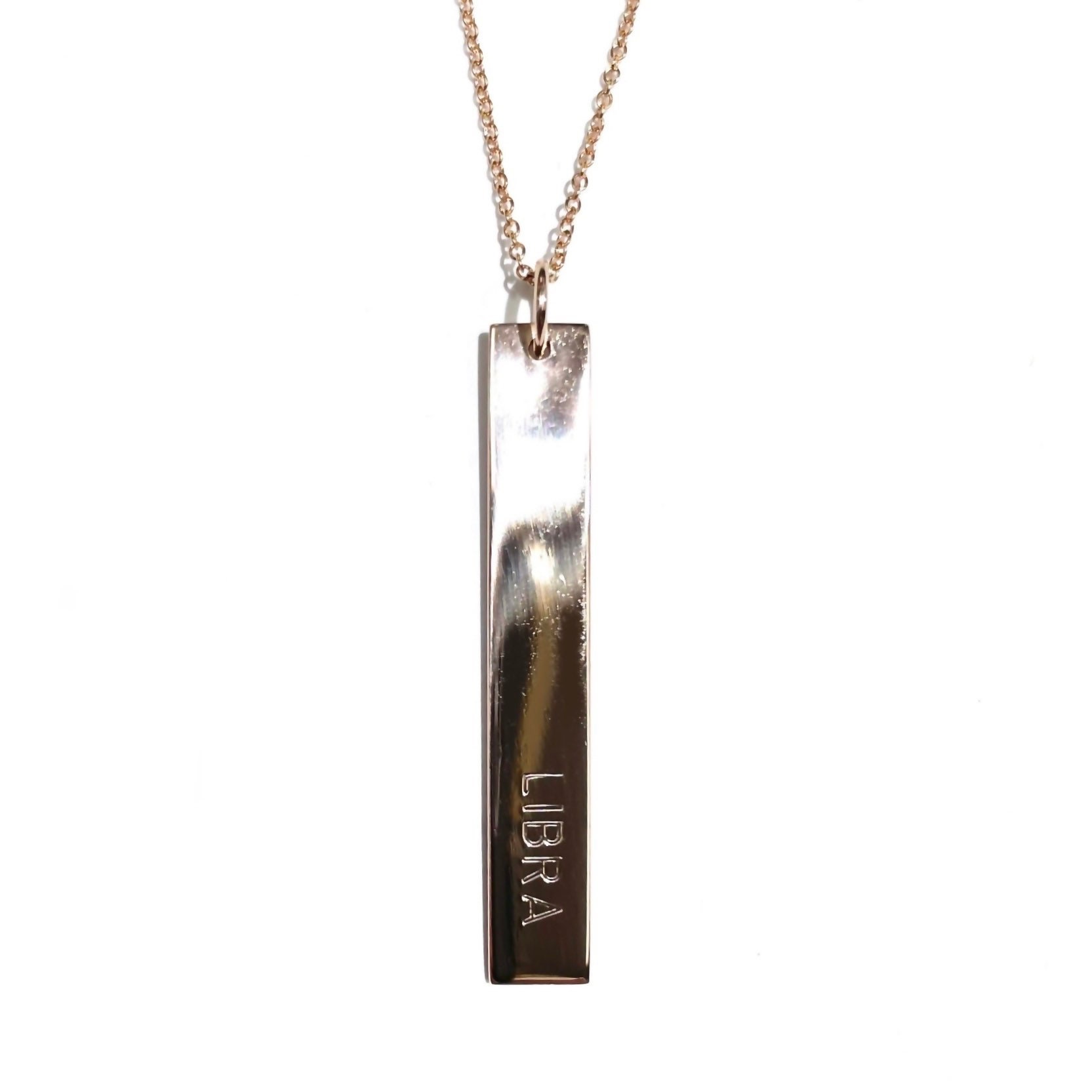 Vertical Zodiac Sign Bar Pendant in 14k 