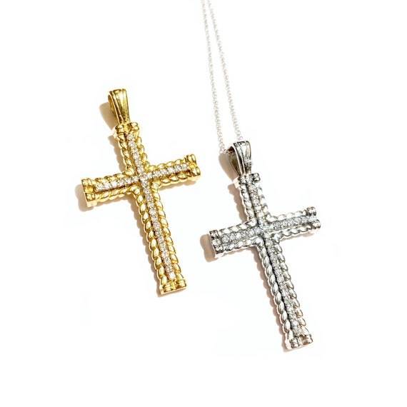 Diamond Twist Cross in 14k Gold