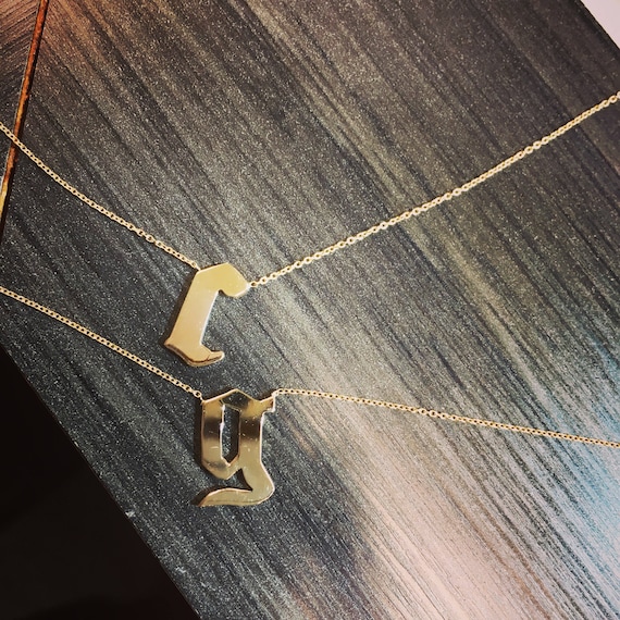 Double Initial Necklace in 14k Gold