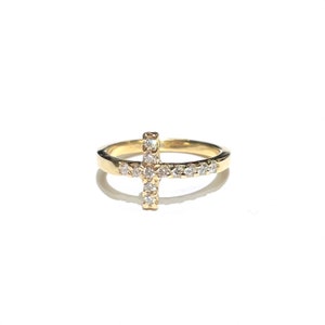 Diamond Sideways Cross Ring in 14k Gold