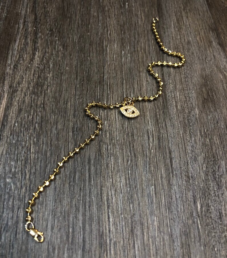 Diamond Evil Eye Anklet in 14k Gold Etsy