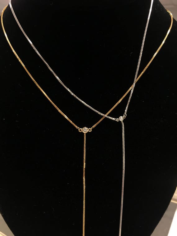 Double Diamond Samantha Necklace in 14k Gold
