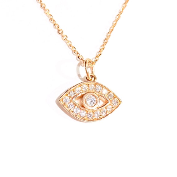 XL Diamond Evil Eye Pendant in 14k Gold