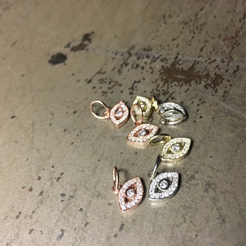 Petite Diamond Evil Eye Pendant in 14k Gold