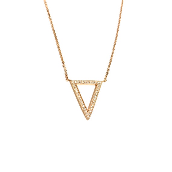 Diamond Triangle Necklace 14k Gold