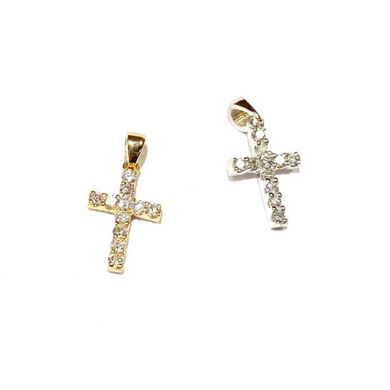 Mini Diamond Cross in 14k Gold