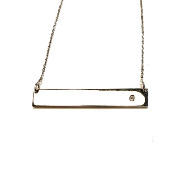 Bar Necklace with Diamond Accent in 14k Gold
