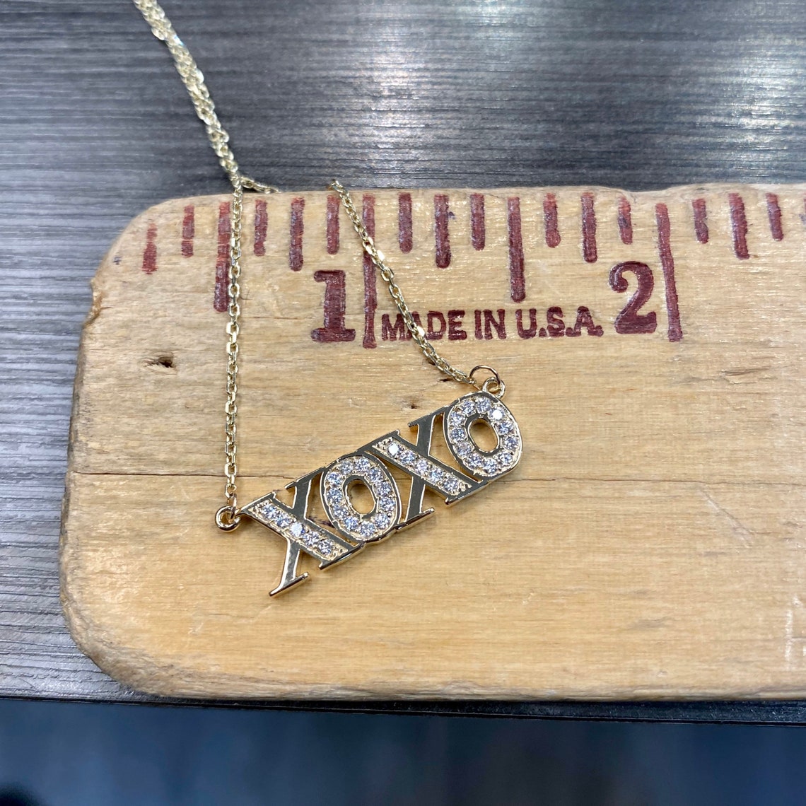 Diamond XOXO Necklace in 14k Gold Etsy