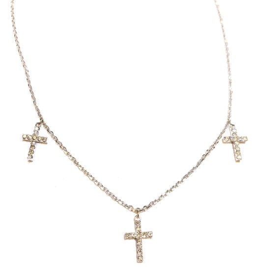 Triple Cross Choker in 14k gold