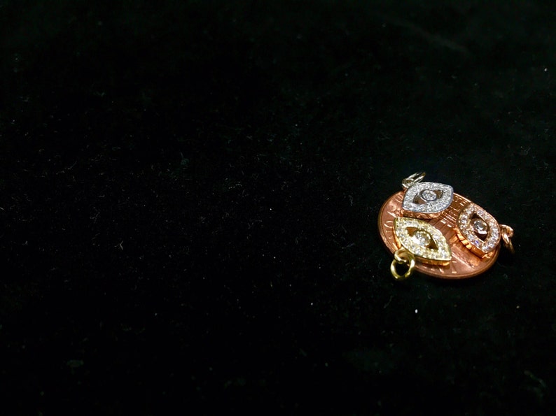 Petite Diamond Evil Eye Pendant in 14k Gold