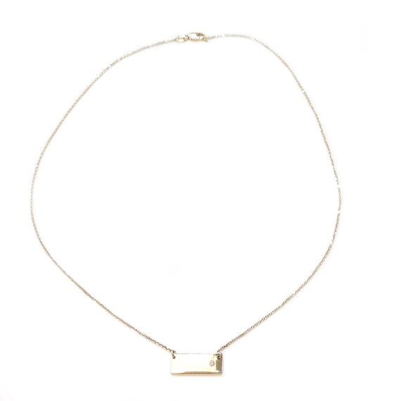 Mini Bar Necklace with Diamond Accent in 14k Gold