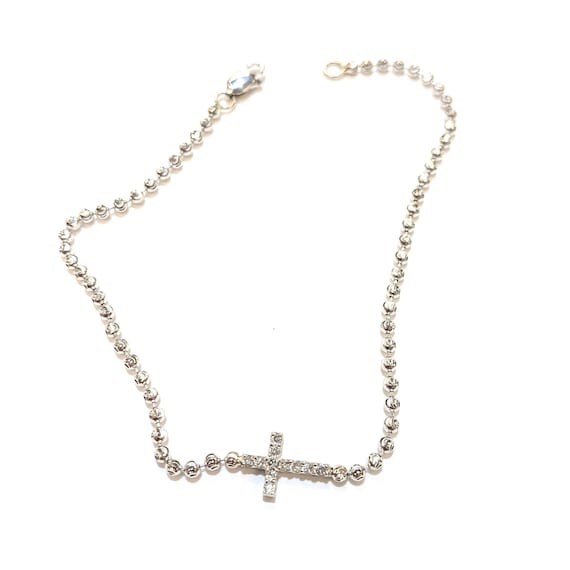 Diamond Sideways Cross Bracelet in 14k Gold