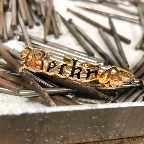 Two Finger Personalized Ring in 14k Gold