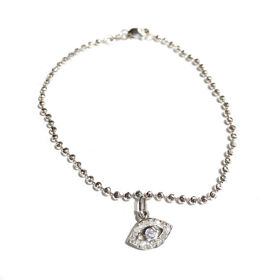 Diamond Evil Eye Anklet in 14k Gold