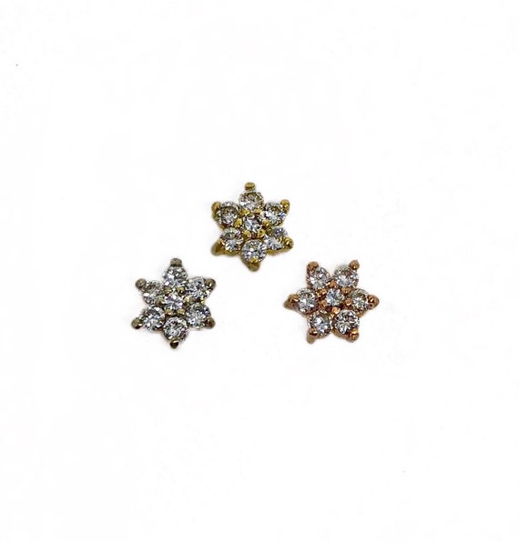 Tiny Diamond Flower Stud