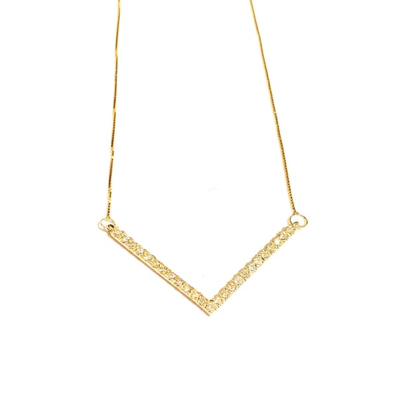 Diamond V Necklace in 14k Gold