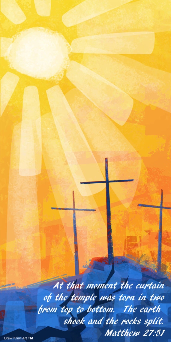 Three Crosses Of Golgotha Easter Banner Easter Cross Sunset Etsy