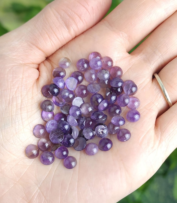 5mm Amethyst Cabochons: Polished Purple Gemstones, Jewelry Making - 5 or 10 Piece