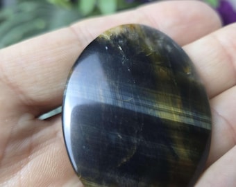 Blue Tigers Eye Cabochon - Oval Shape, 5.13cm, Unique Rare Stone Cabochon, Jewelry Making Supplies