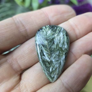 Seraphinite Cabochon - Teardrop Shape, Seraphinite Crystal Gemstone, Clinochlore, Chlorite
