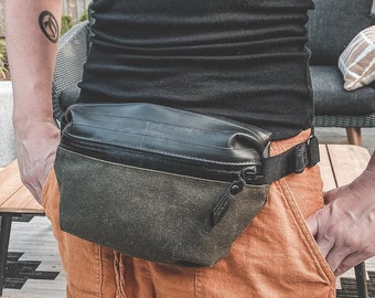 Waist Pack: Waxed canvas and inner tube