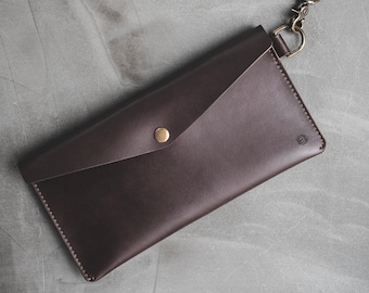 Leather Envelope Clutch - Dark Brown