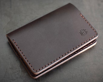 Bi-Fold Card Wallet in Dark Brown Leather