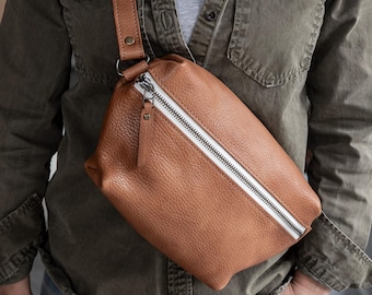 Leather Waist/Sling Pack: Milled Buck Brown