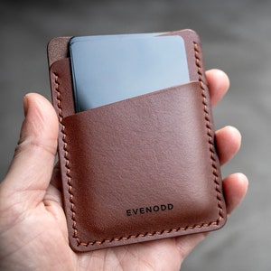 Leather Vertical Slim Wallet Brown image 1