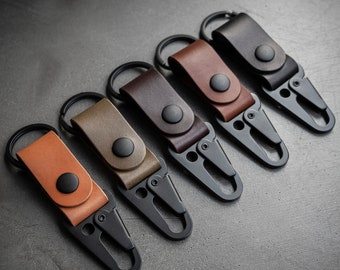 Personalized Leather & Black Iron Keychain